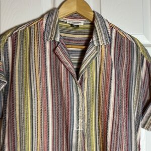 Anthropologie Pilcro Multicolor Striped Collared Popover Top Small